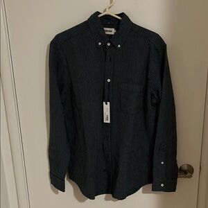 Blue Taylor Stitch Casual Button Down Shirt with Textured Fabric